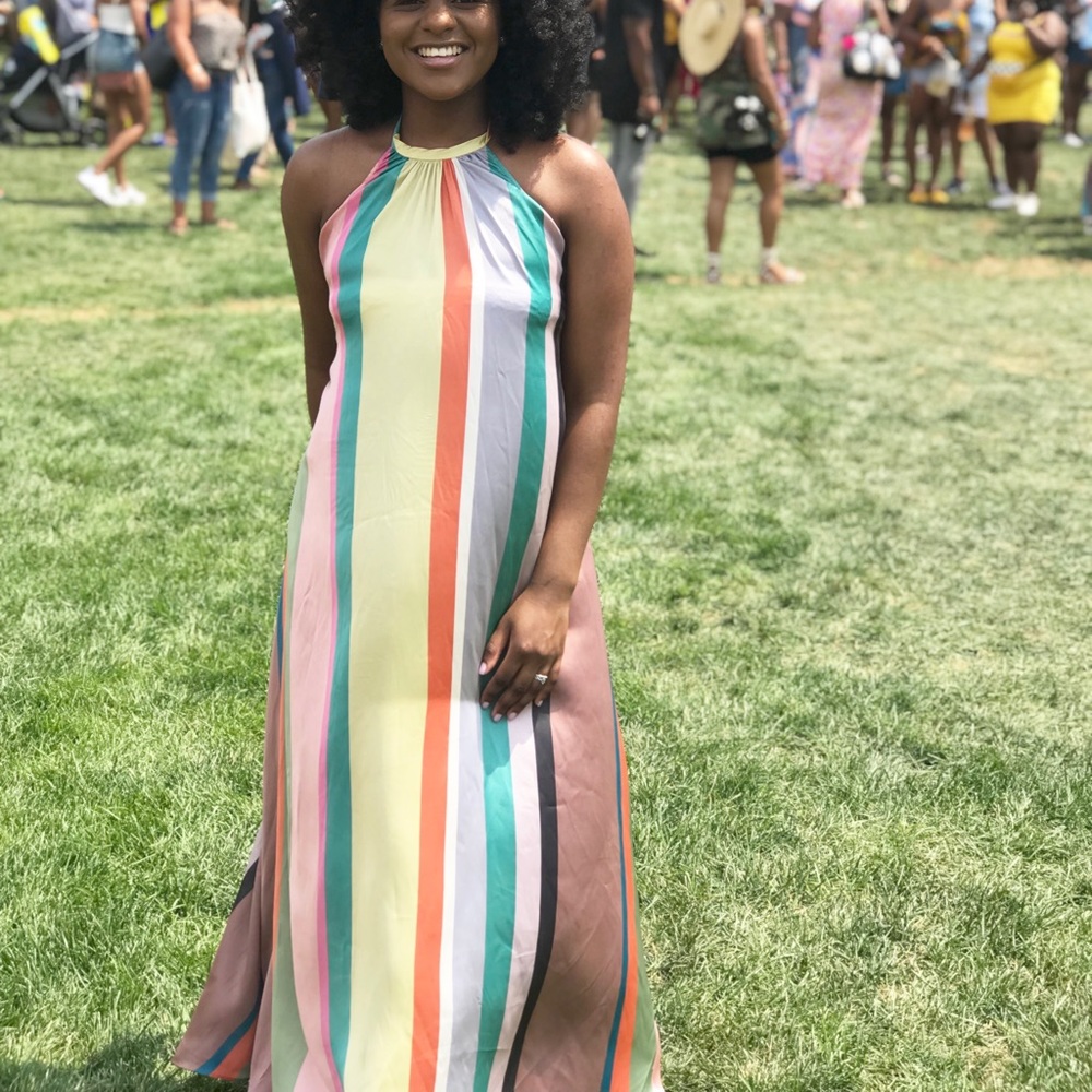 Multicolored halter dress